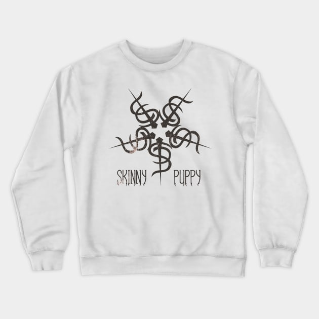 Skinny Pentagram Puppy Crewneck Sweatshirt by Glitch LineArt